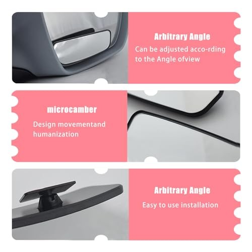 Pack-2 HD Convex Wide Angle Looking Glass, 3.74" x 1.41" Rectangular Curved