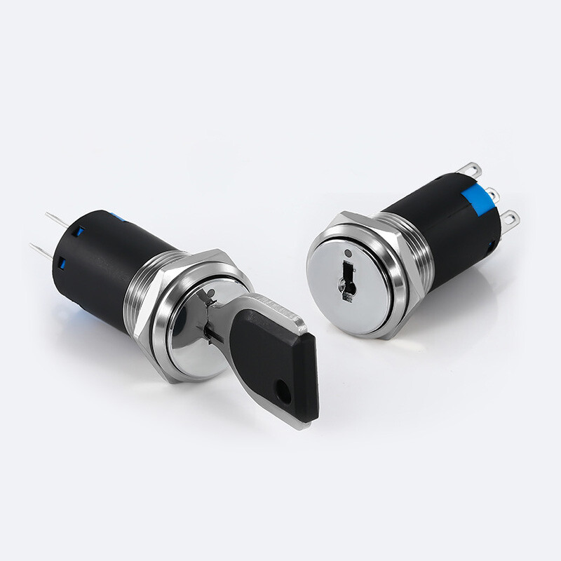 16mm Rotary Key Switch Latching 2/3 Position Selector Security Lock ON/OFF 5A