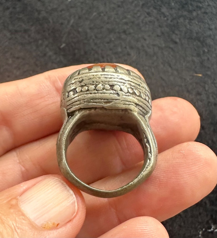 (B) Antique Silver Agate Ring Afghanistan
