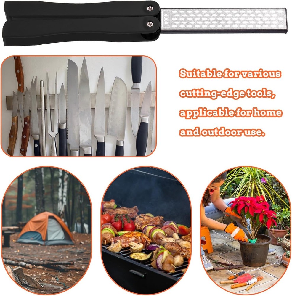 Double Sided Folded Pocket Diamond Knife Sharpening Stone Sharpener Tool