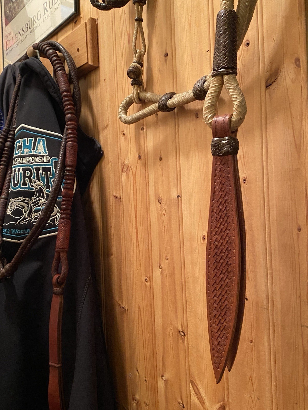 Vintage Western Braided Rawhide Romel / Romal Reins 60 Brown Buttons Vaquero