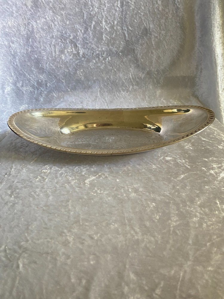 Crosby Silver Plated Oval Bread Tray Etched Pattern 12 1/2"