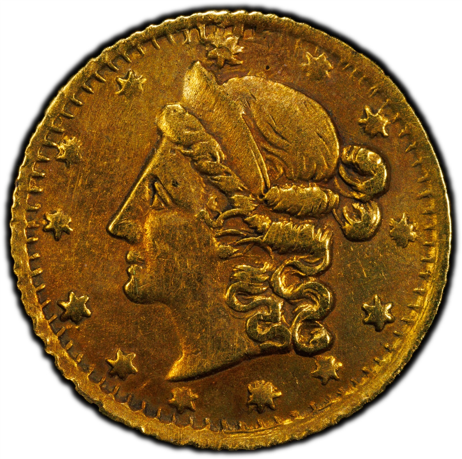 RARE - 1853 G25C California Fractional Gold / BG-215 / PCGS AU / LR7