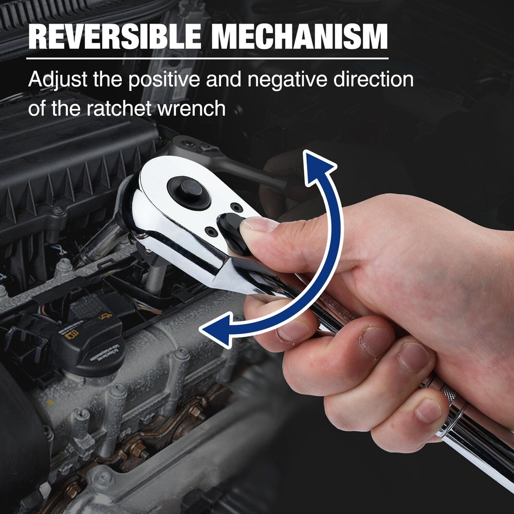 WORKPRO 1/2" Drive Ratchet Handle 72-Tooth Quick-Release Reversible Ratchet Sets