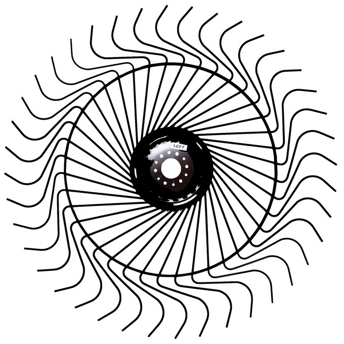 Ag-Rite 55" Paired set of Left and Right Wheels for Hay Raking, 7mm Tines (2)