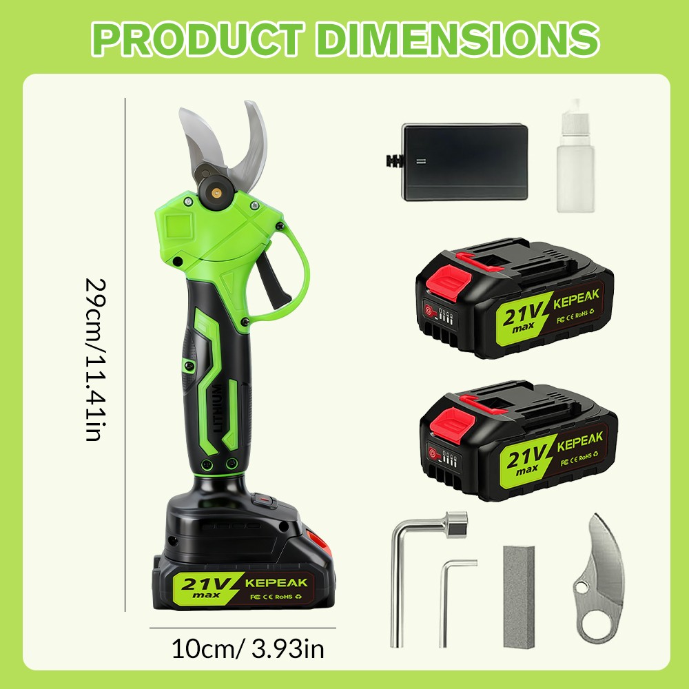 Electric Pruning Shears Cordless Pruner Brushless Branch Cutter & 2 Batteries