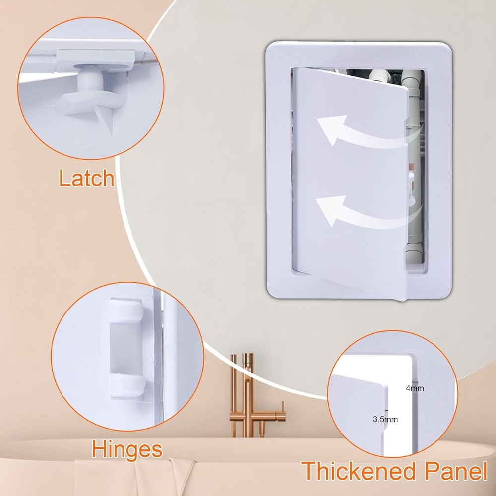 Plastic Access Panel Drywall Ceiling 4x6 Inch Hinged White Door