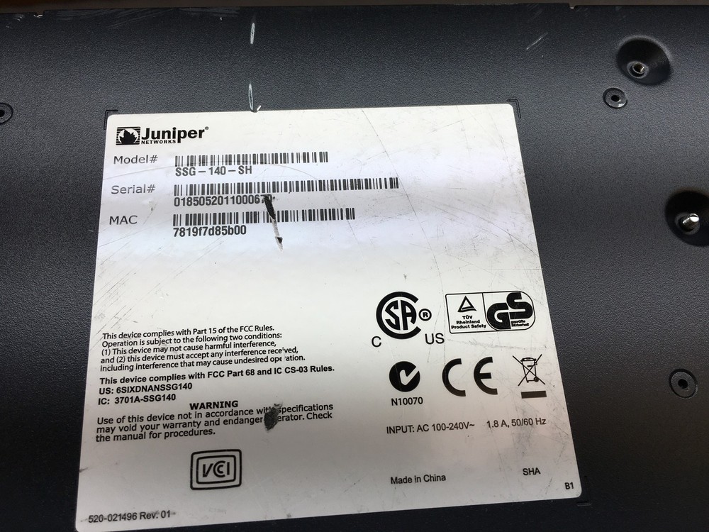 Juniper Networks SSG-140-SH Network Device Firewall VPN Secure Services Gateway