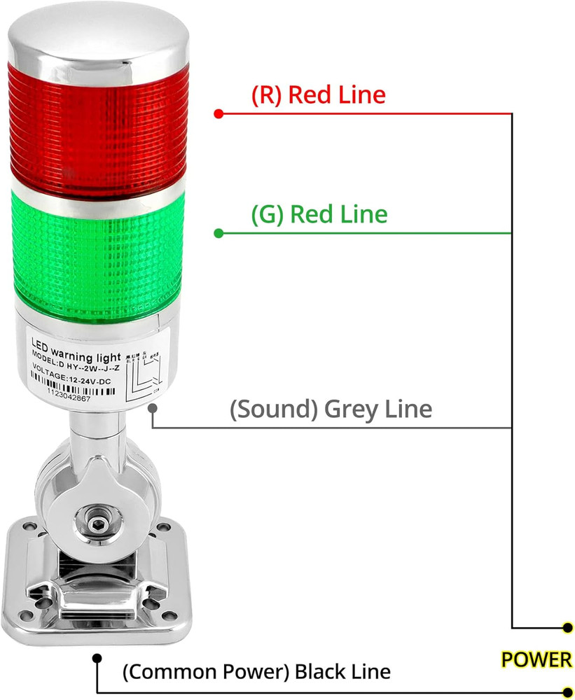 Industrial Warning Lights, 12-24V LED Stack Tower Lights with Buzzer, Lights, Co