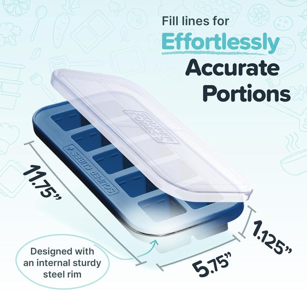 Oven-Safe 2 Tbsp Silicone Freezer Containers - 2-Pack for Kitchen Efficiency