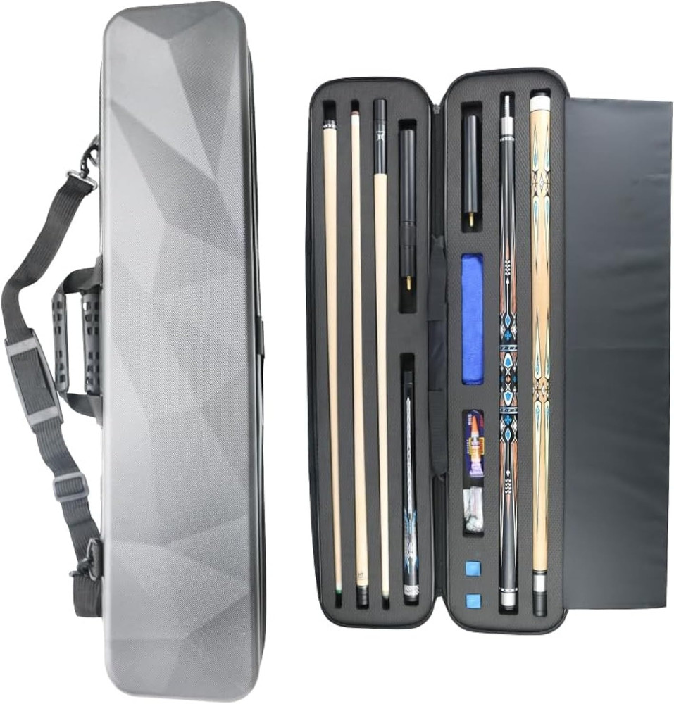 ABS Material Hard Pool Cue Case 2X3 for 1/2 Pool Cues,Durable Construction,Prote