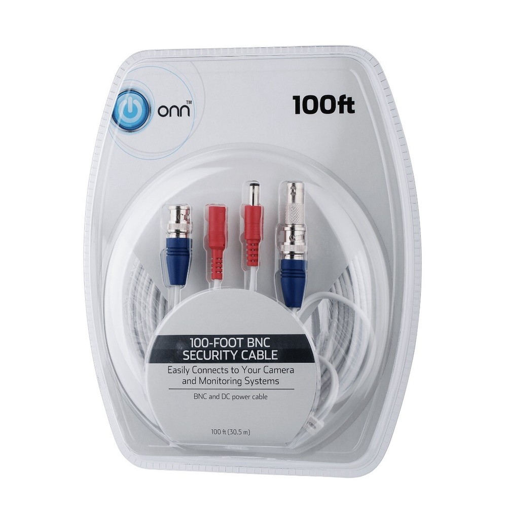 ONN 100-ft BNC Extension Security Cable w/ Locking BNC Connection & DC Power