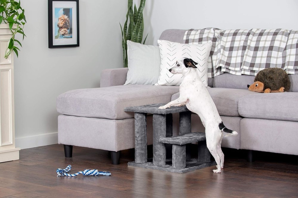 Steady Paws Multi-Step Pet Stairs High Beds & Sofas Gray 3-Step