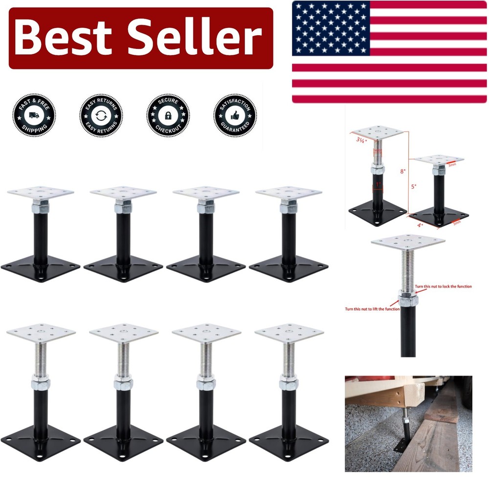 Adjustable Floor Support Jacks - 5000 lb Capacity, Easy to Install - 2-Pack