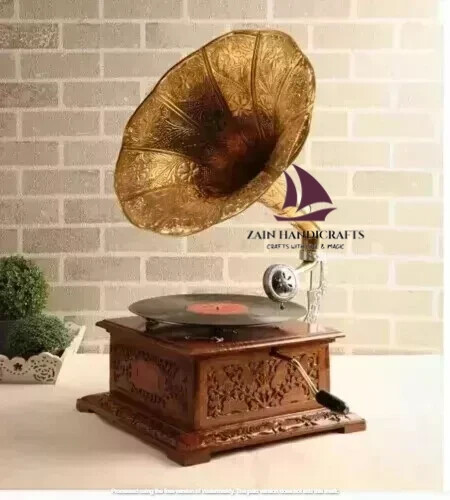 ZAIN HMV Gramophone Fully Functional Working Phonograph win-up record player