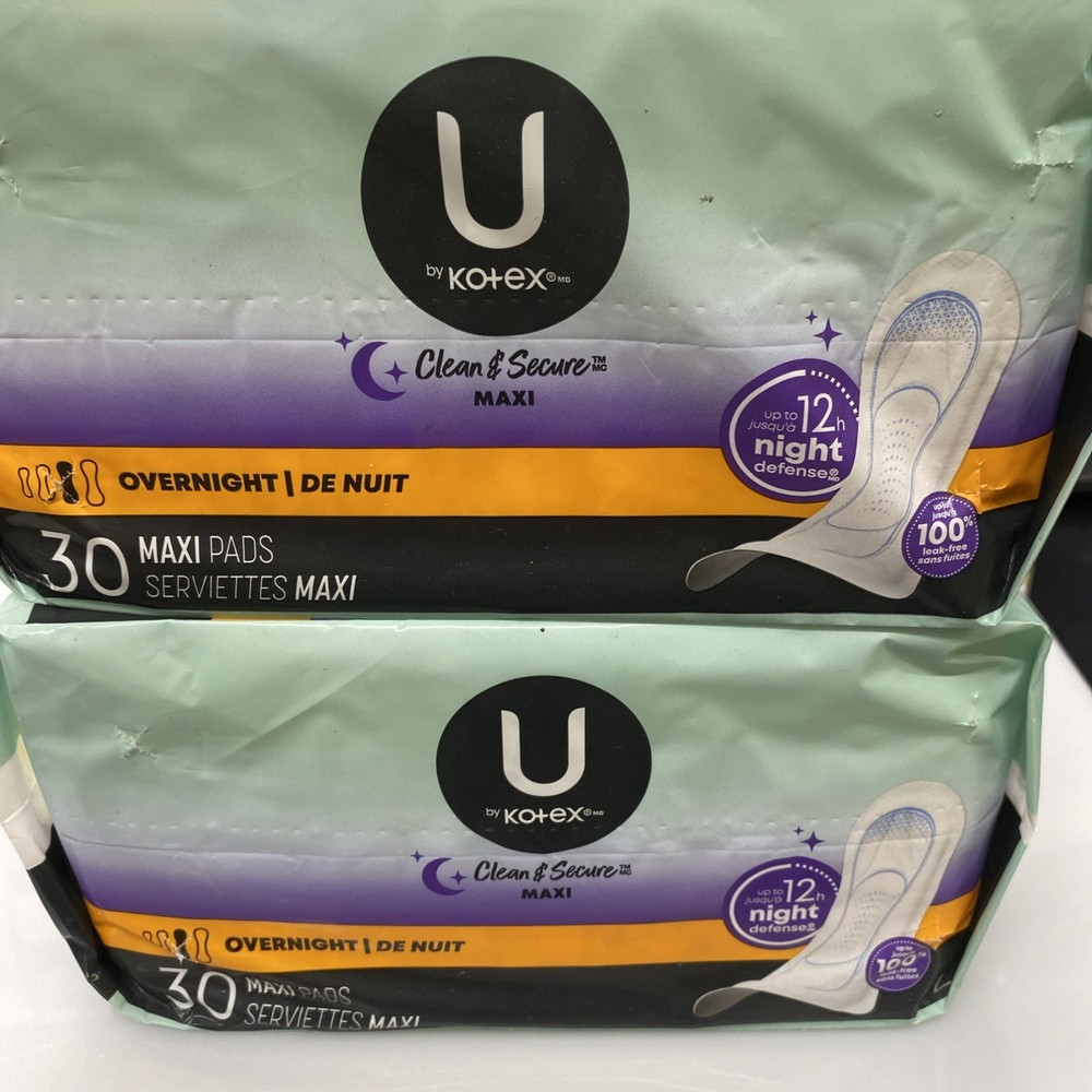 2X U by Kotex Clean & Secure Overnight Maxi 30 Pads
