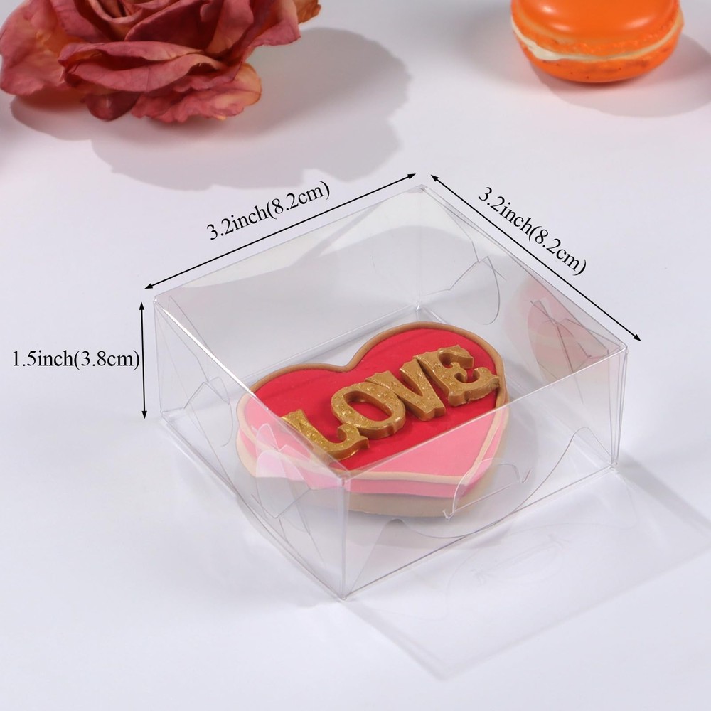 RomanticBaking 3¼"x3¼x1½50PCS Full Clear Cookie Boxes Soap Boxes Chocolate Tr...