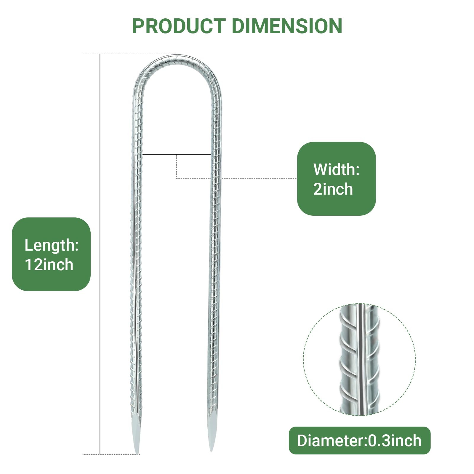12 INCH 8 Pack Trampoline Stakes, U Shaped Ground Anchors Wind Stakes, Heavy ...