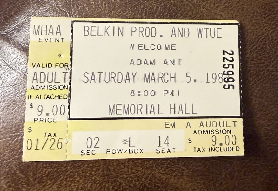 ADAM ANT RARE CONCERT TICKET STUB DAYTON, OH 03/05/1983