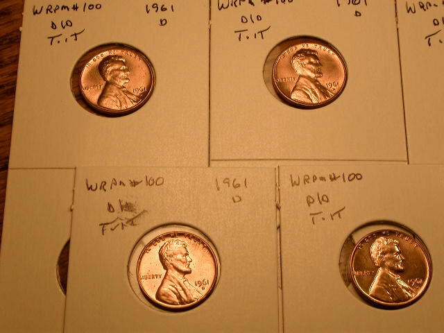 1961-D WRPM#100 D/D Tilted Ch/Gem BU/Uncirculated Red Lincoln Cent Error