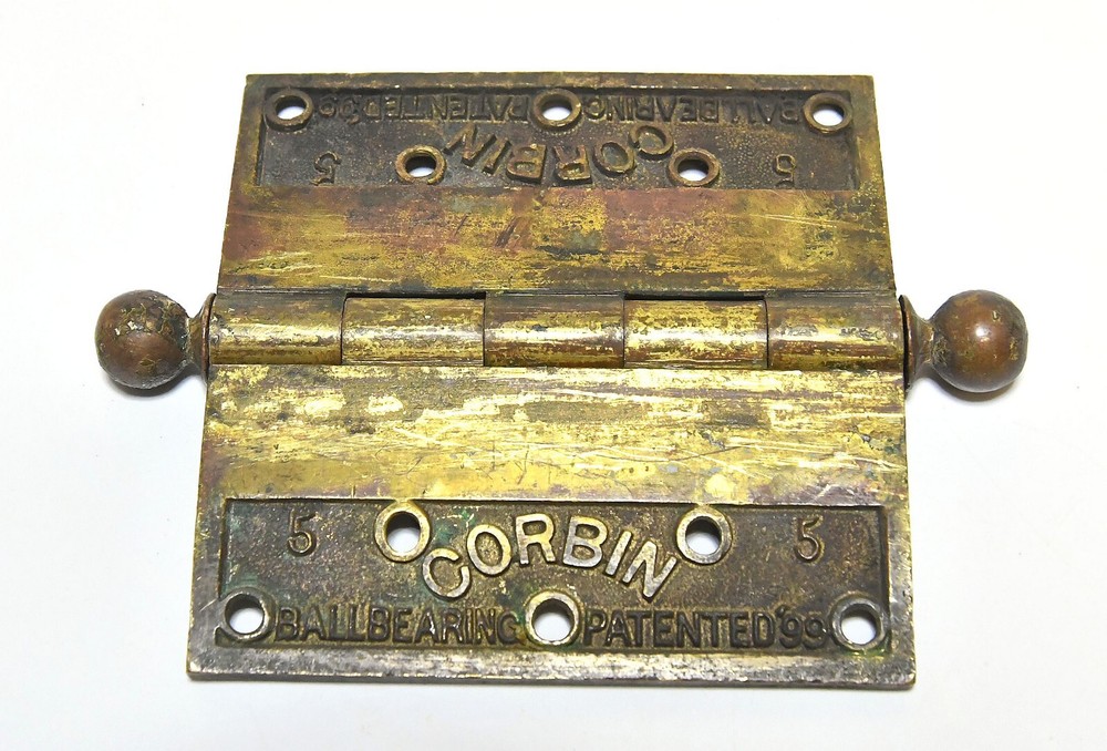 SINGLE CORBIN LARGE BRASS CANNONBALL TIP HINGE 5 X 5 9/5 #5