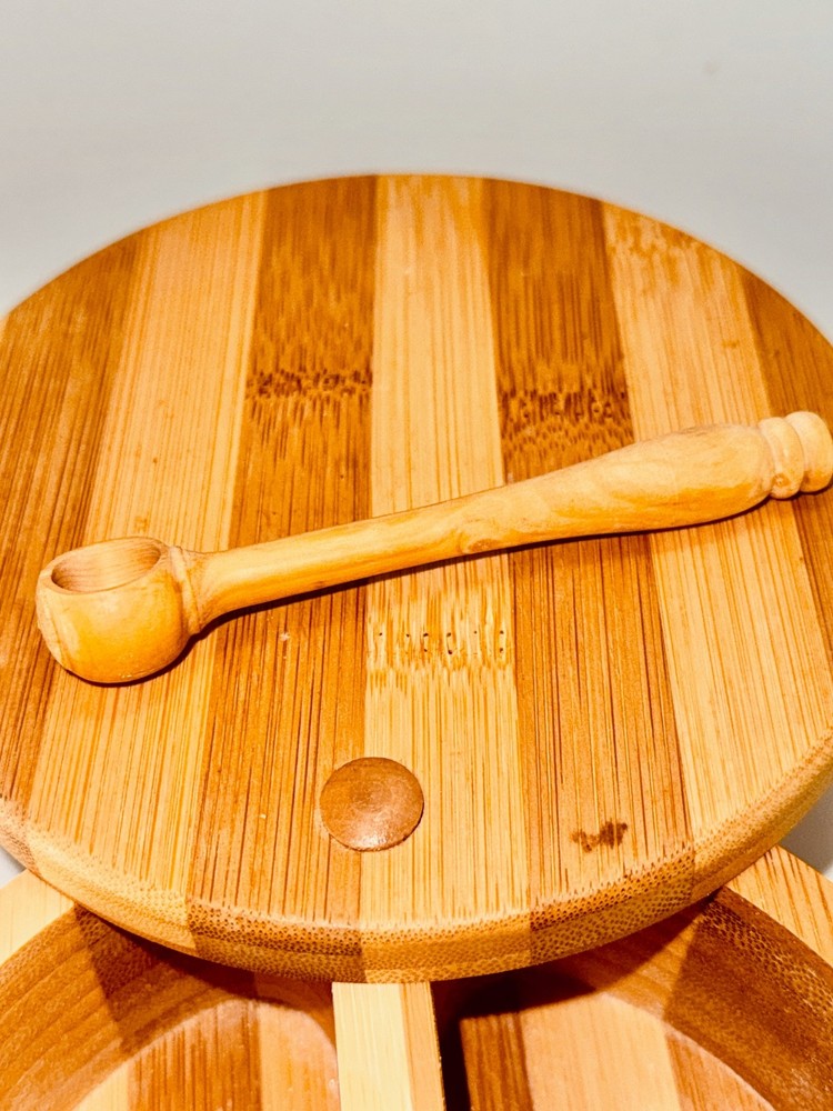Salt Box Cellar with Spoon Double Capacity Bamboo