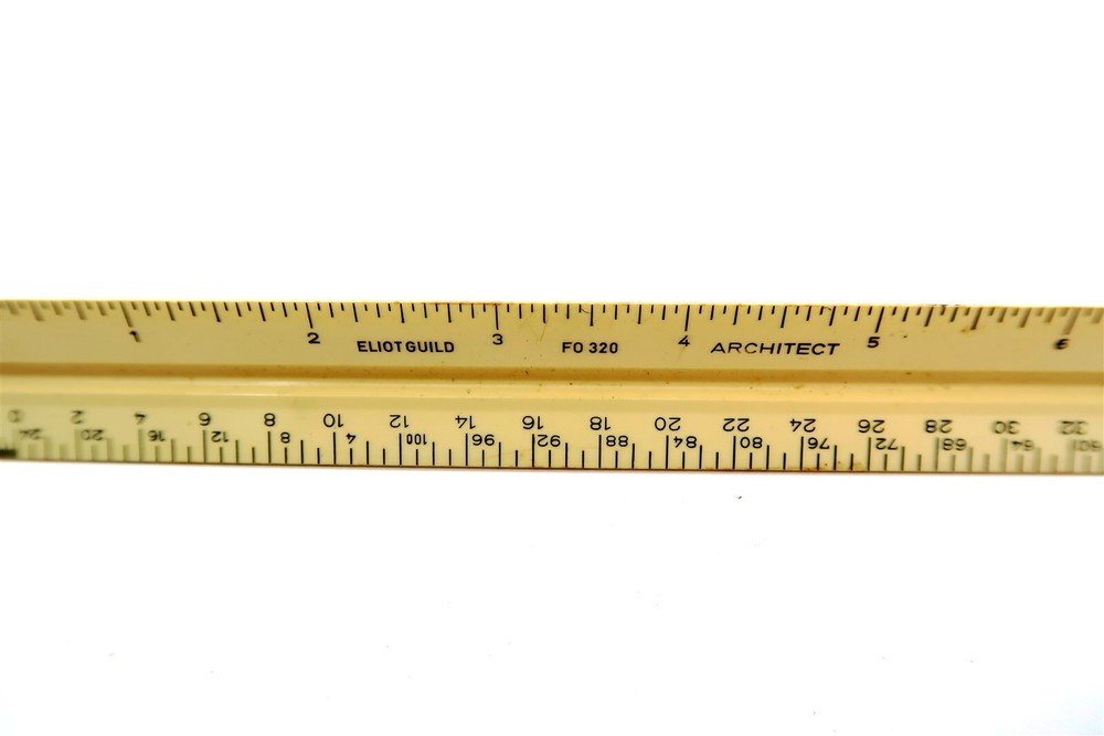 Vintage 12" ELIOT GUILD FO 320 Triangular Drafting Architects Scale Ruler US STD