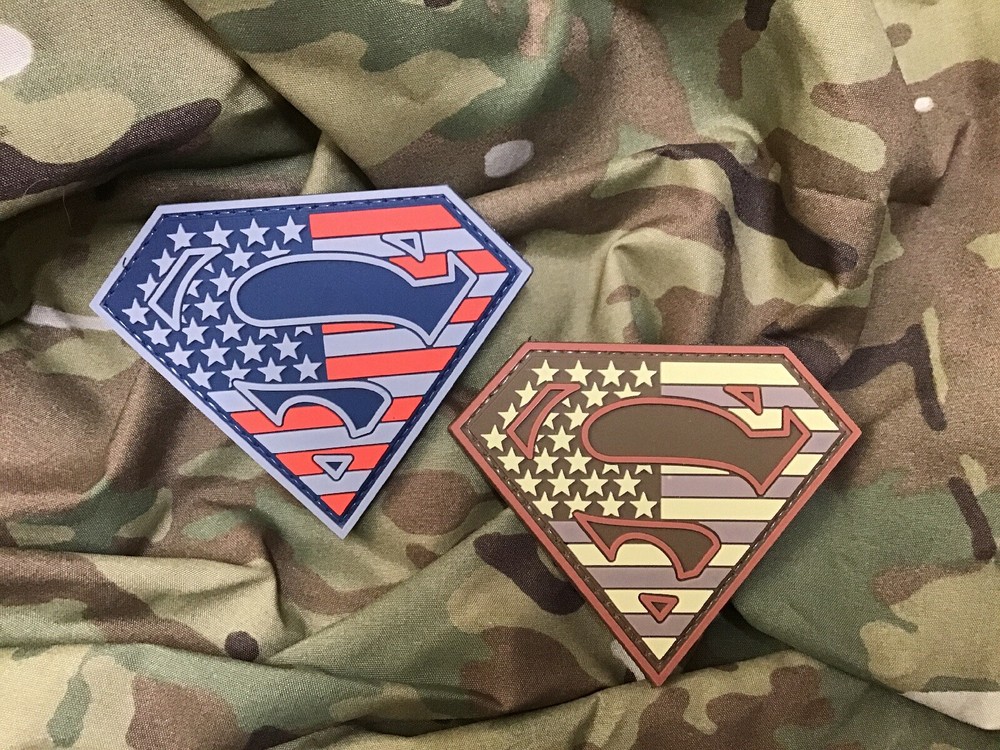 Subdued American Flag Superman Shield PVC Morale Patch