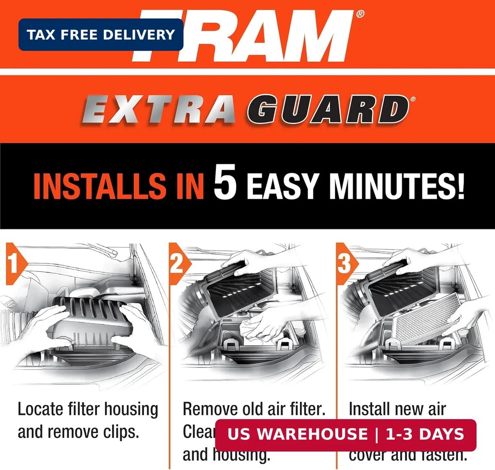 FRAM Extra Guard CA11426 Replacement Engine Air Filter for Select Toyota Models,