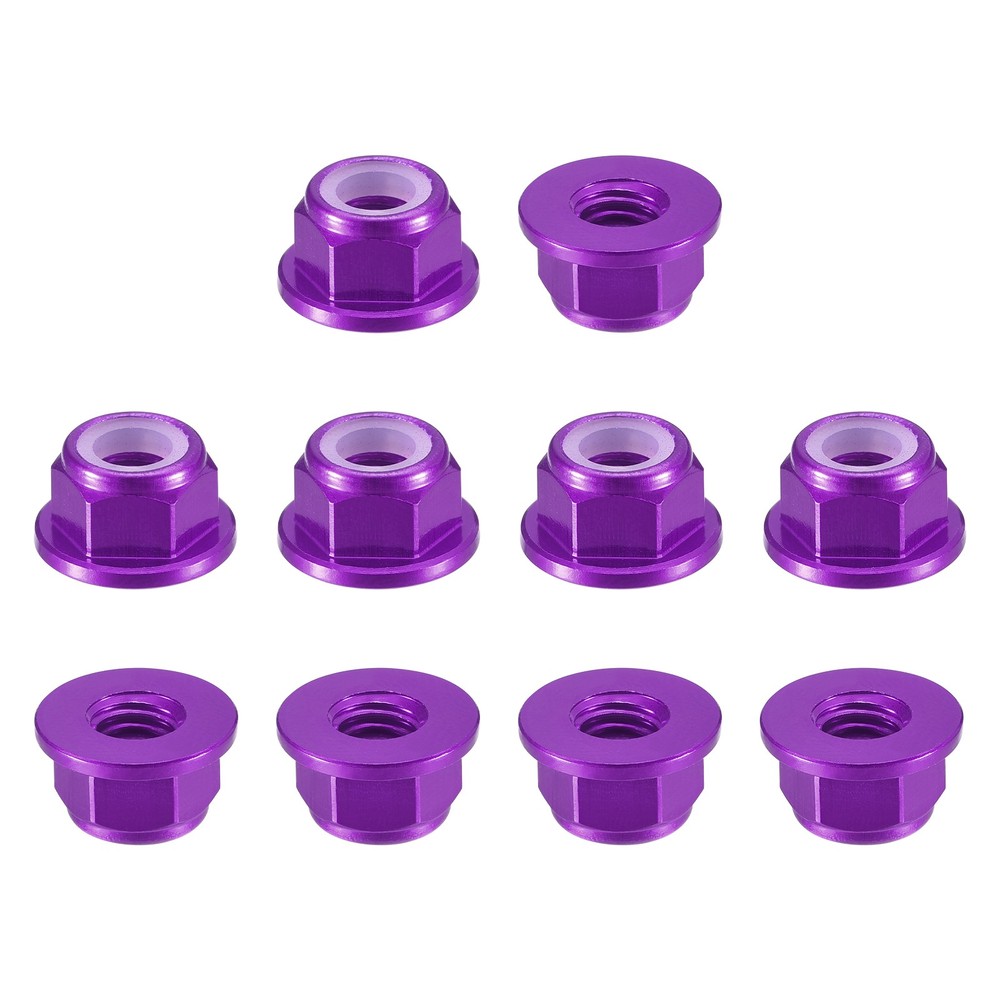 Nylon Insert Hex Lock Nuts, 10pcs - M5x0.8mm Self-Locking Nut(Purple)