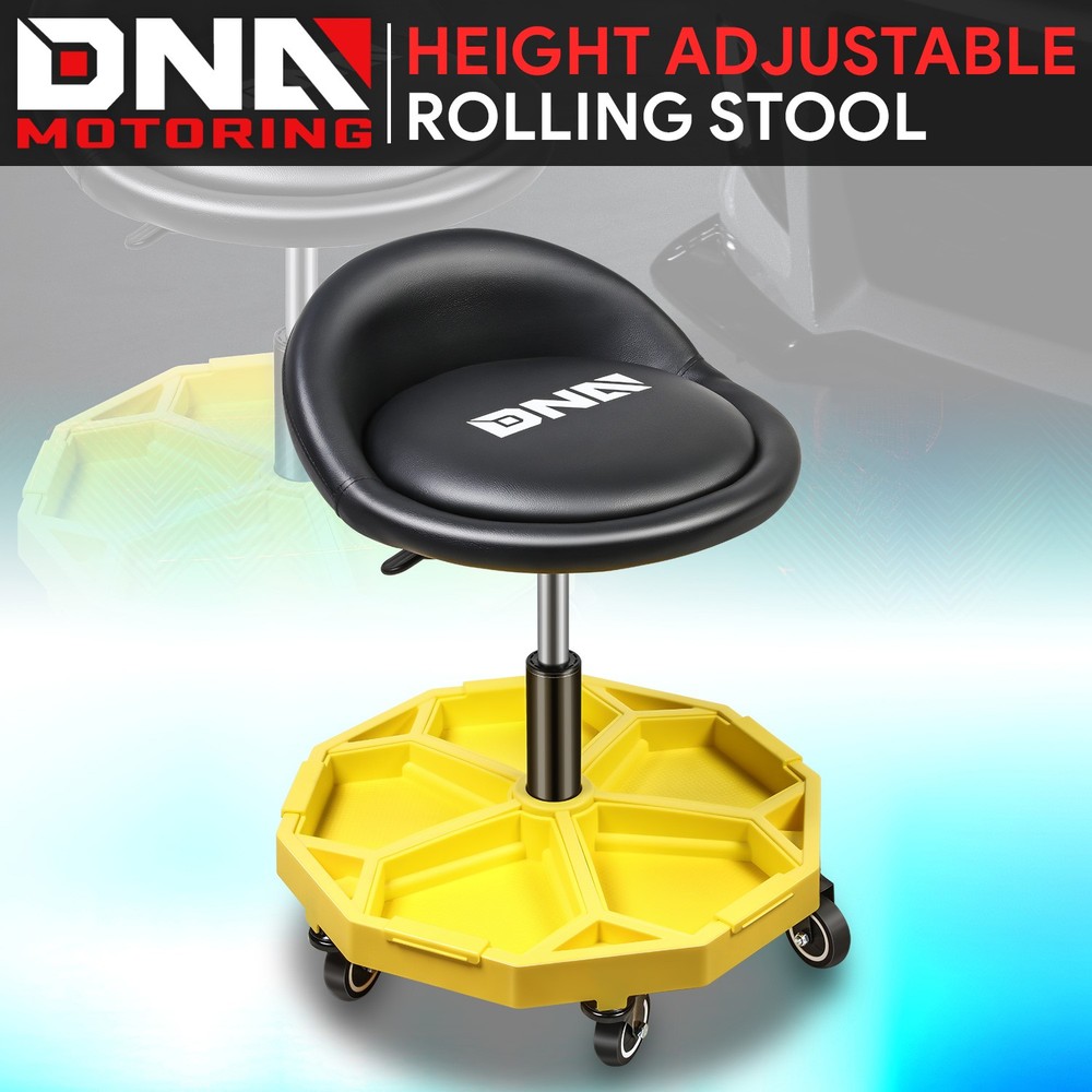 350Lbs Adjustable Height Mechanics Rolling Durable Work Stool Chair Seat Yellow
