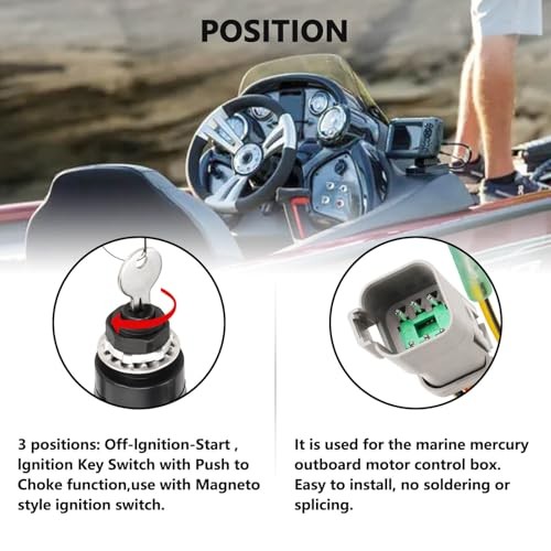 129572 Boat Ignition Switch with Key Compatible with Tracker Boats,Ignition