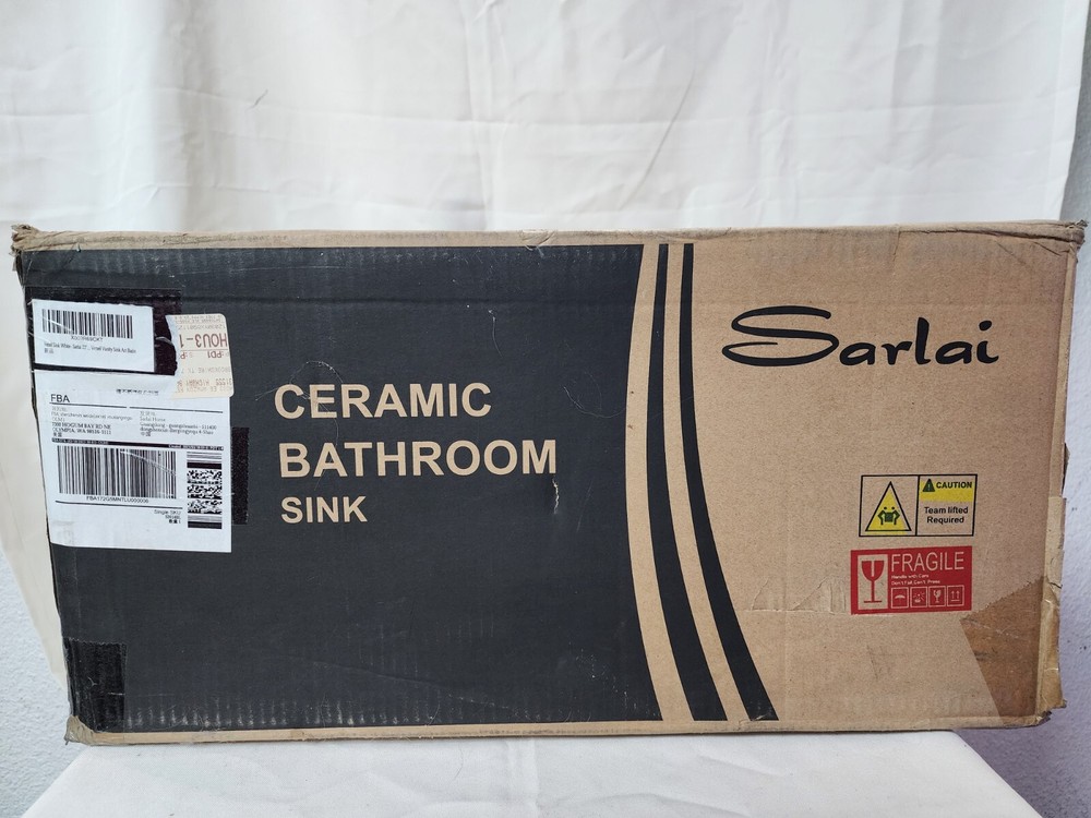 Sarlai 23" Undermount Rectangular Vessel Vanity Sink Art Basin Ceramic, White