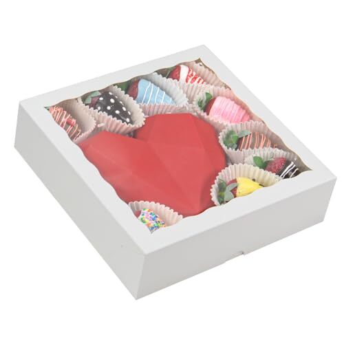 14pcs 9x9x2.5 Inches Bakery Boxes with Window Pie Boxes Breakable Heart Boxes...