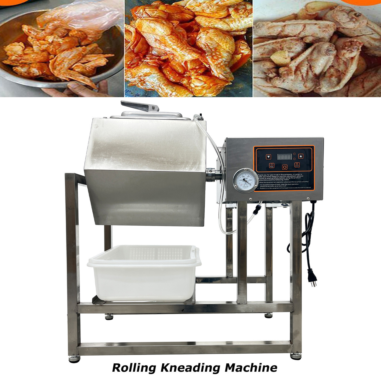 110V 45L Vacuum Pump Meat Vegetable Tumbler Marinator Pickling Machine 350W