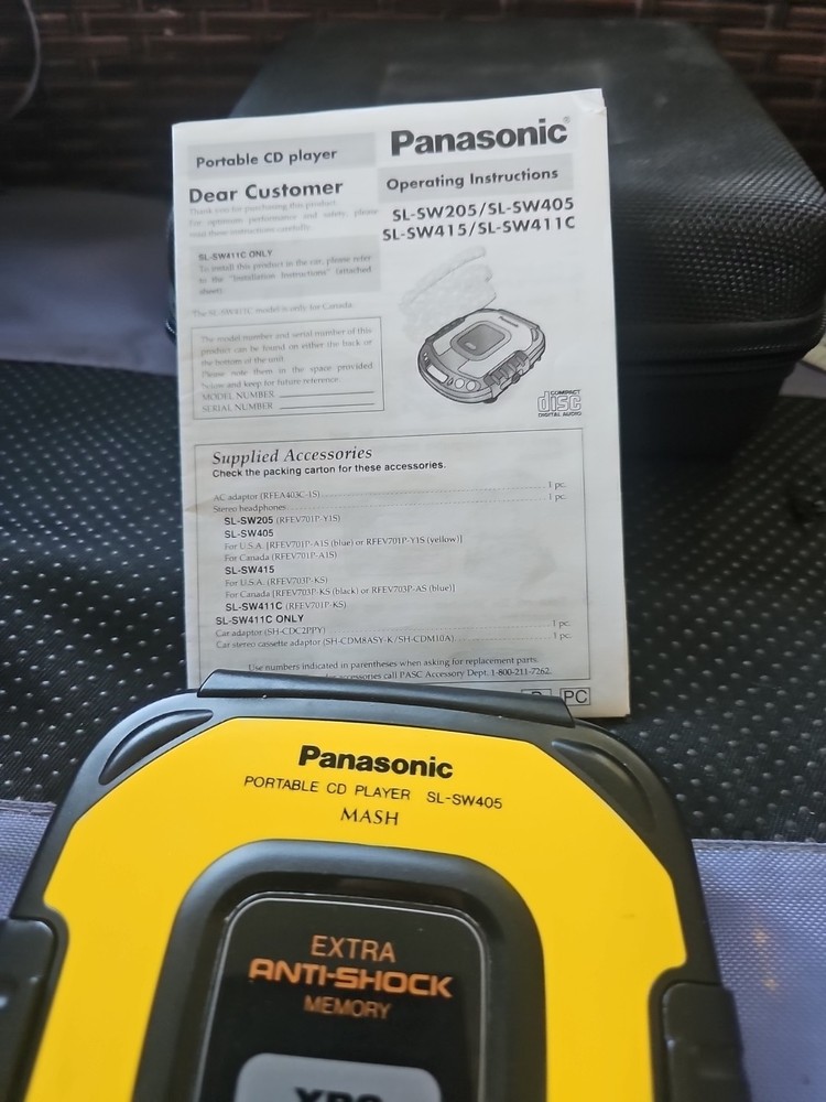 Panasonic Portable CD Player Mash Shock Wave SL-SW405 + Instructions Untested V8