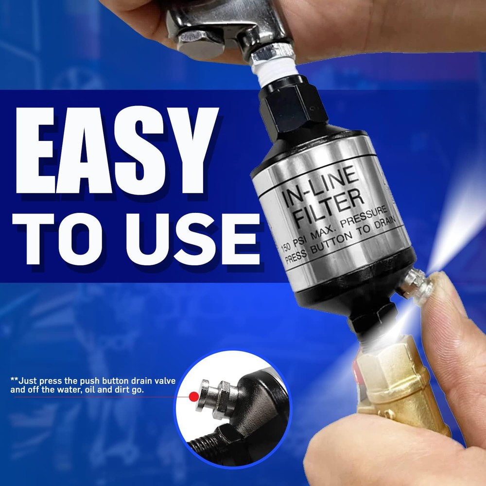 Air Compressor Water Separator & Dryer 1/4" NPT Push-Button Drain US