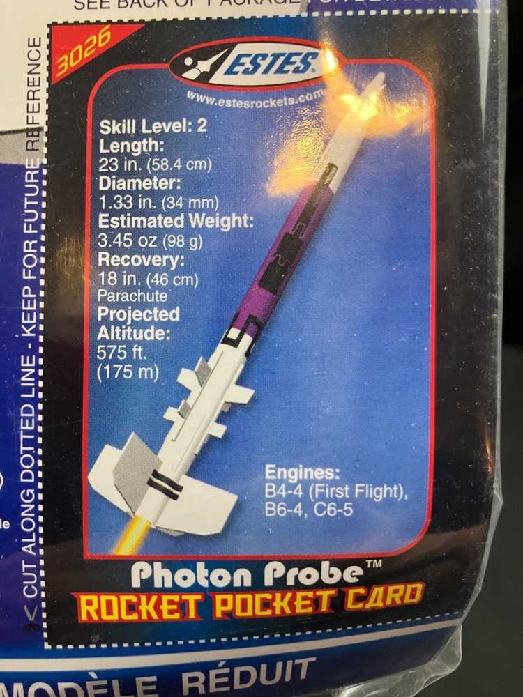 Estes Photon Probe Flying Model Rocket Kit #3026 - OOP - Sealed