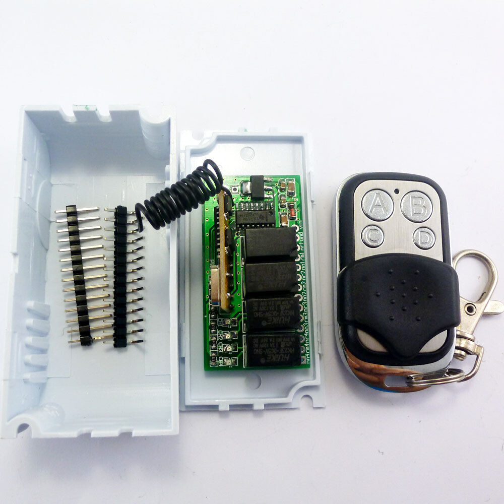 New 433M 4 Way Wireless Microcontroller RF Relay Remote Control Switch