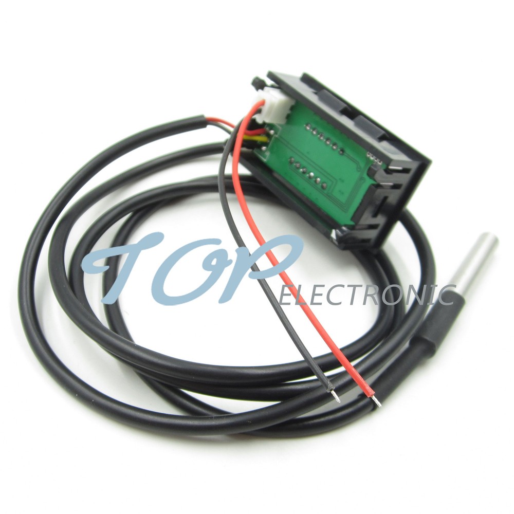 Red LED Digital Car Temperature Meter Thermometer DS18B20 Sensor -55-125°C