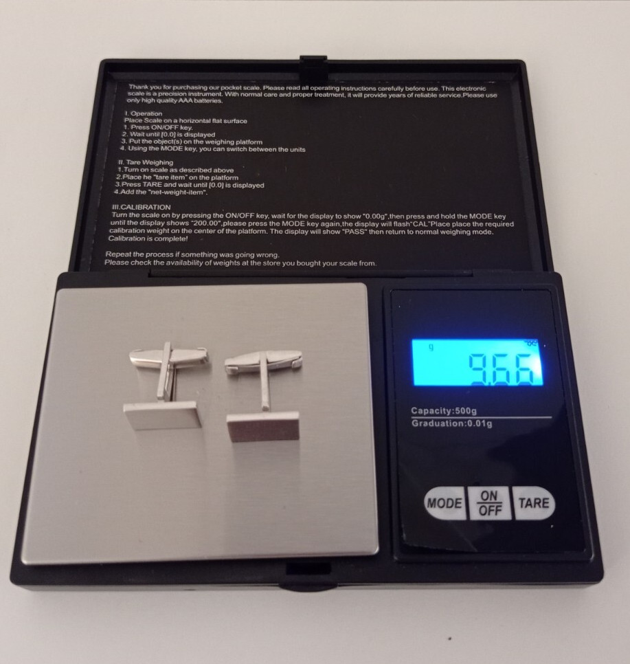 925 Silver Men's Rectangular Cufflinks Freee Gift Box