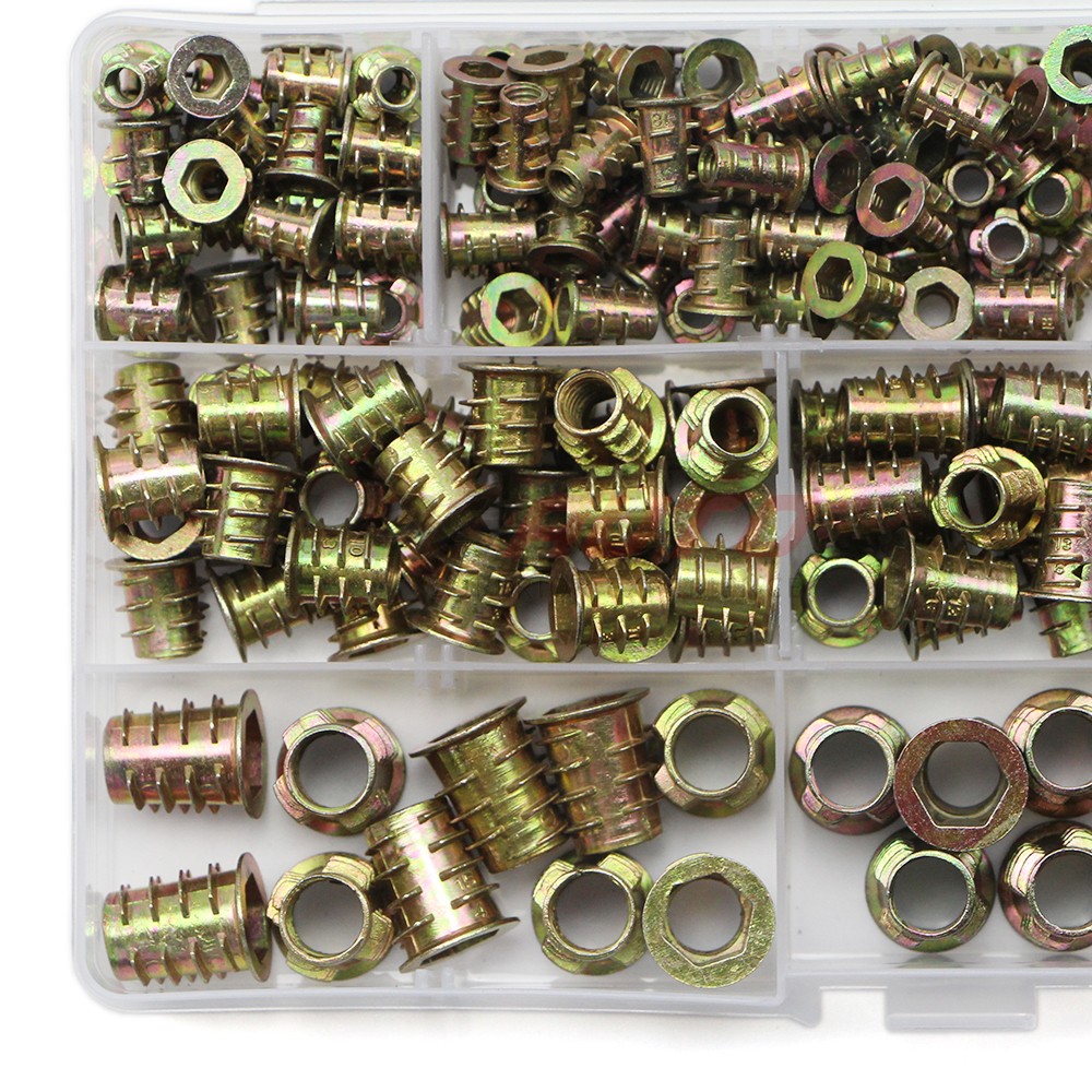 230Pcs Threaded Hex Socket Drive Wood Screws Inserts Nuts Assortment Kit M4-M10