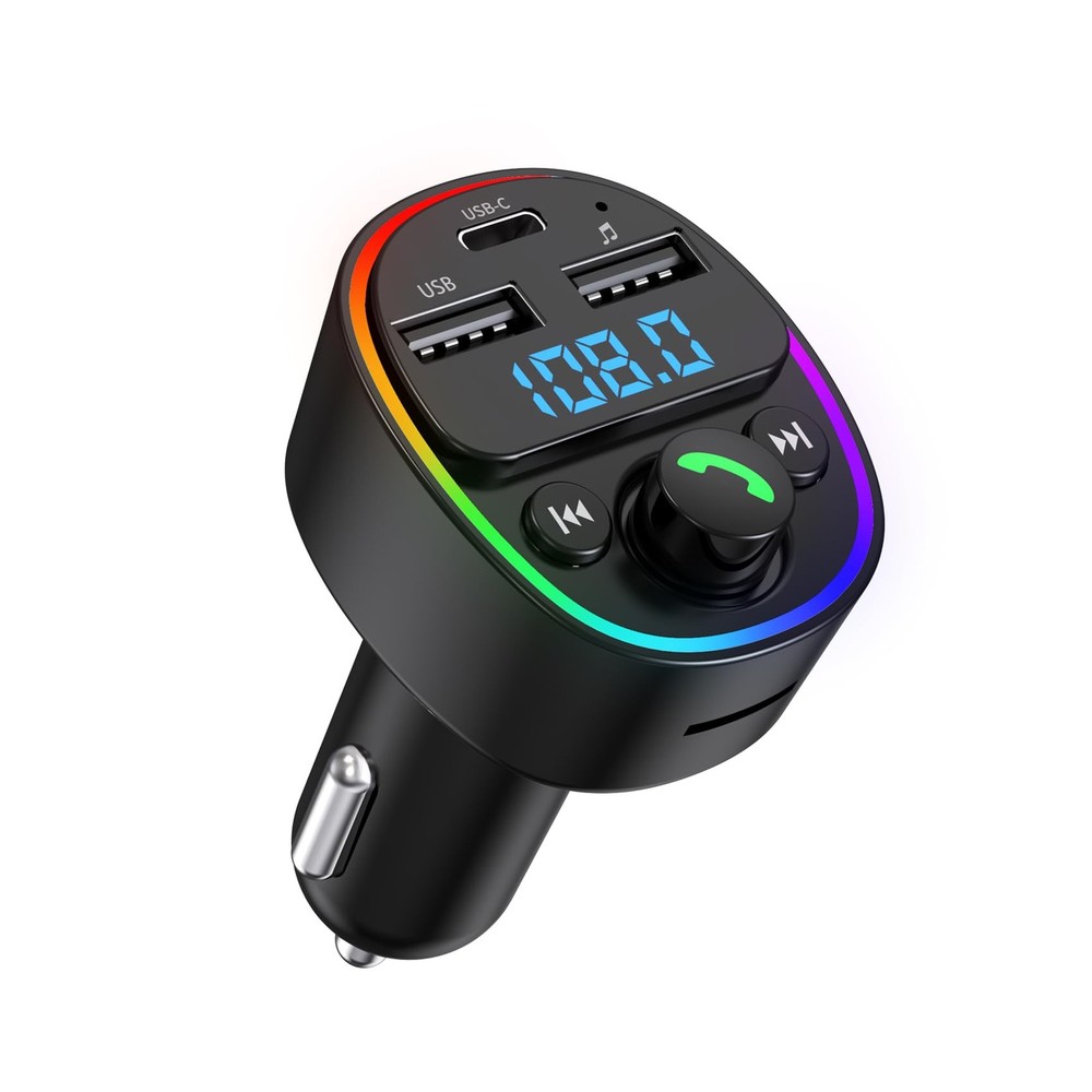 Bluetooth FM Transmitter HiFi Stereo Hands Free Type C USB A Charger Cars