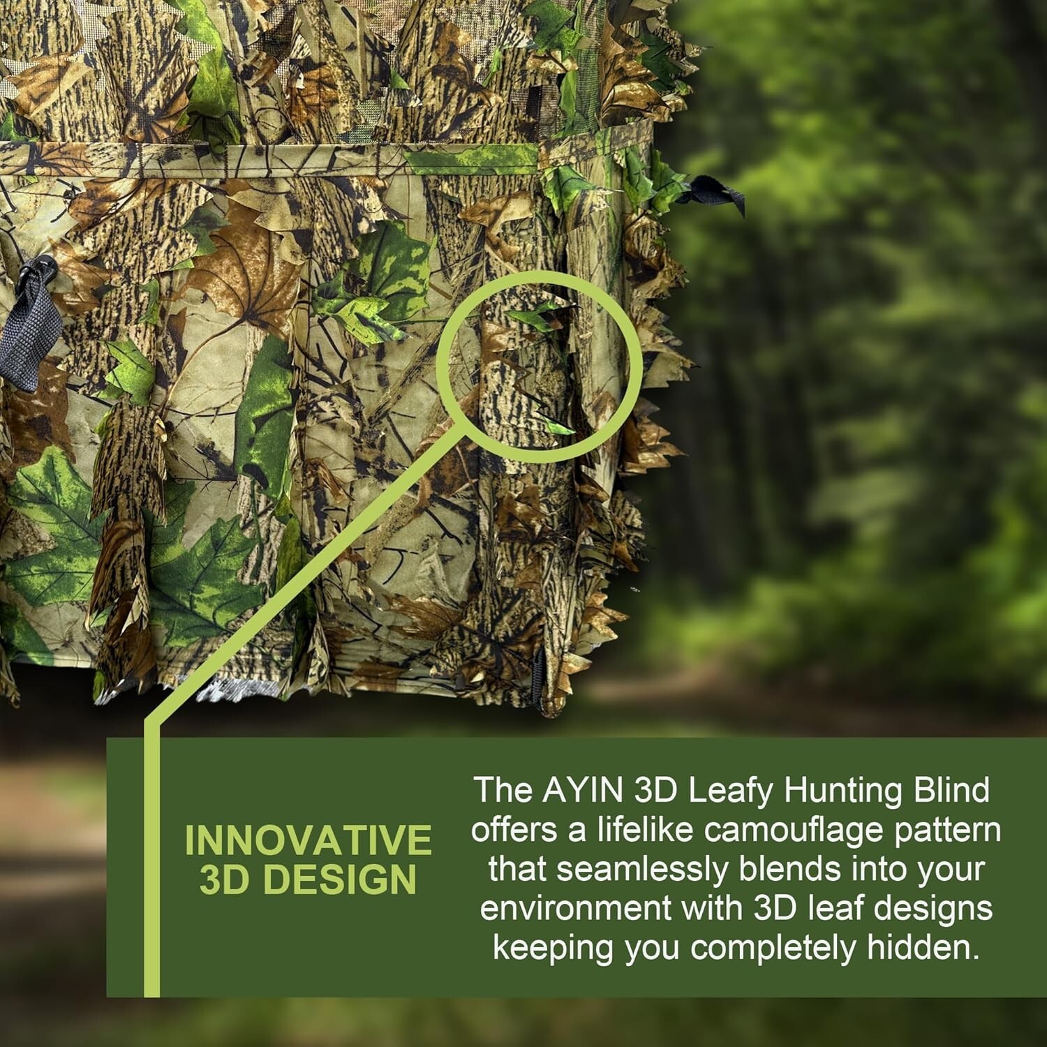 AYIN 3D Leaf Hunting Ground Blind 3-Panel Stalker Blind for Turkey/Deer Hunting