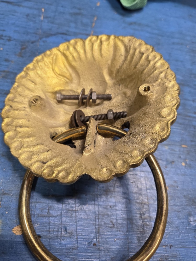 Solid Brass Fu Dog Door Knocker 6" Face