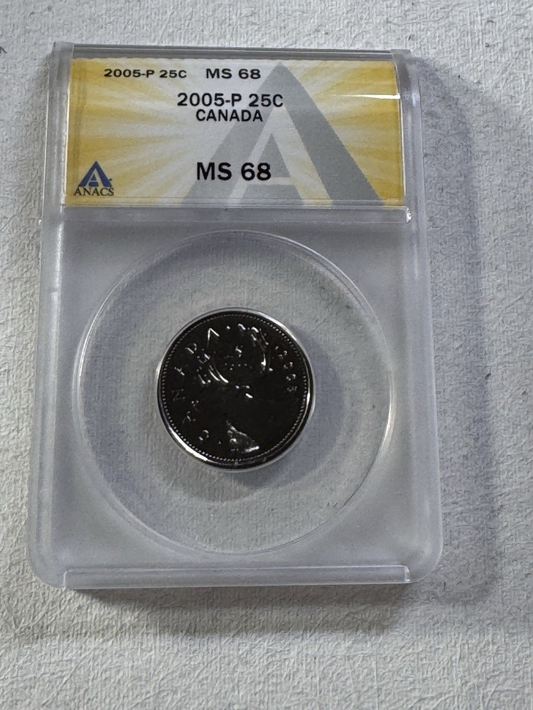 2005-P Canada 25 Cents Graded MS 68 by ANACS