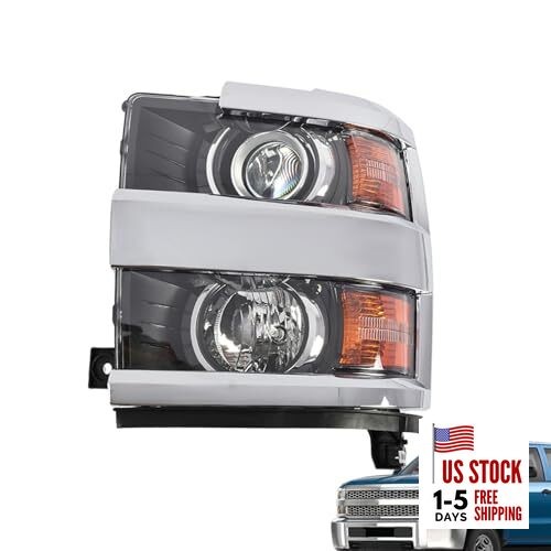 Driver Side Halogen Headlight Assembly Compatible with Silverado 2500/HD Left