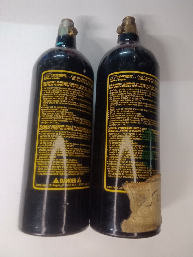2 Paintball co2 tanks - empty - 20 oz Brass Eagle