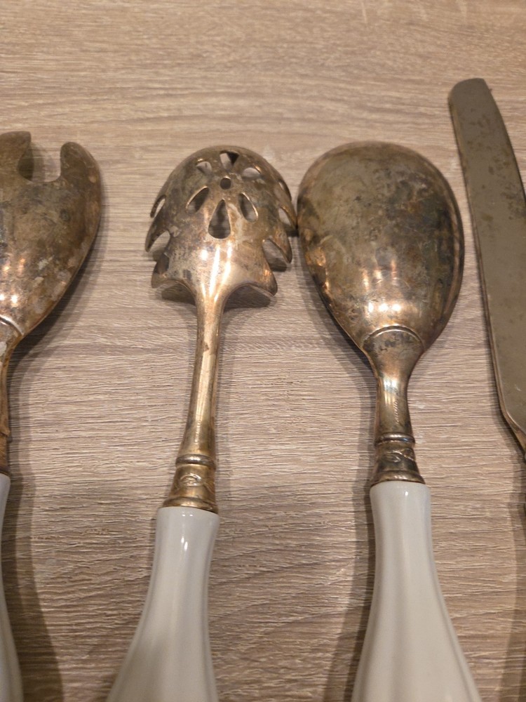 Godinger Vintage Hostess 5 pc Serving set-Silver Plated with Porcelain Handles