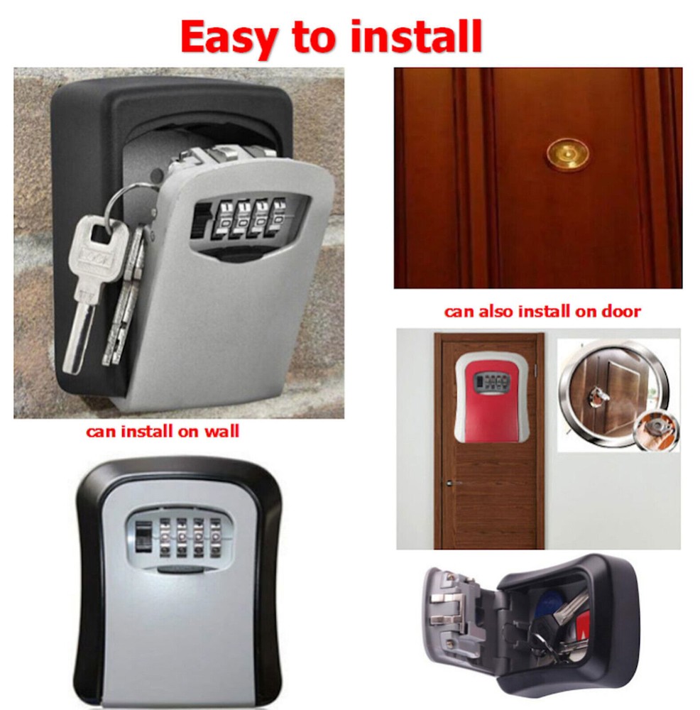 Digit Combination Key Lock Box Wall Mount Safe Security Storage Case Organizer